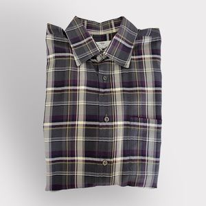 Inis Meain plaid lightweight cotton weave regular fit long sleeve shirt L